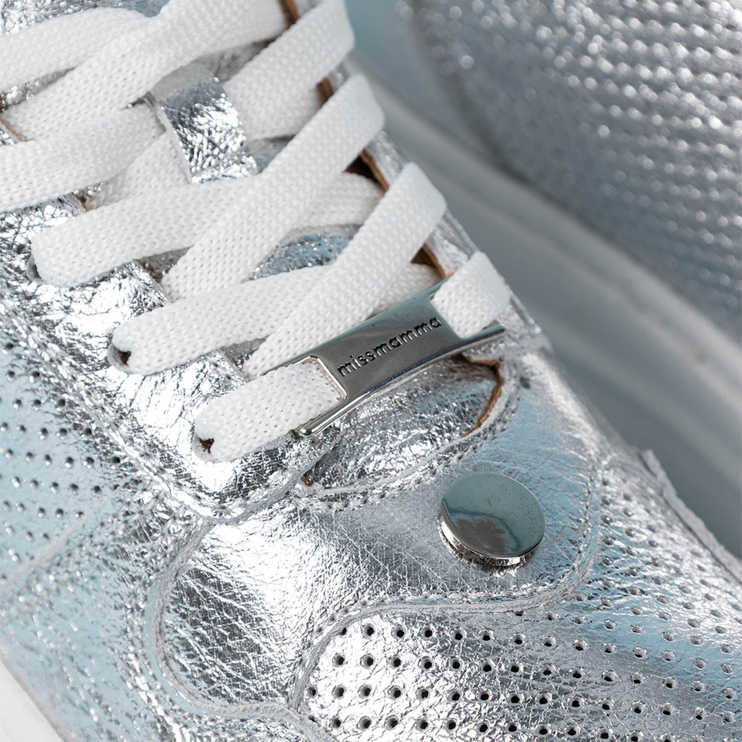 Bebla Kadın Hakiki Deri Gümüş Spor Ayakkabı